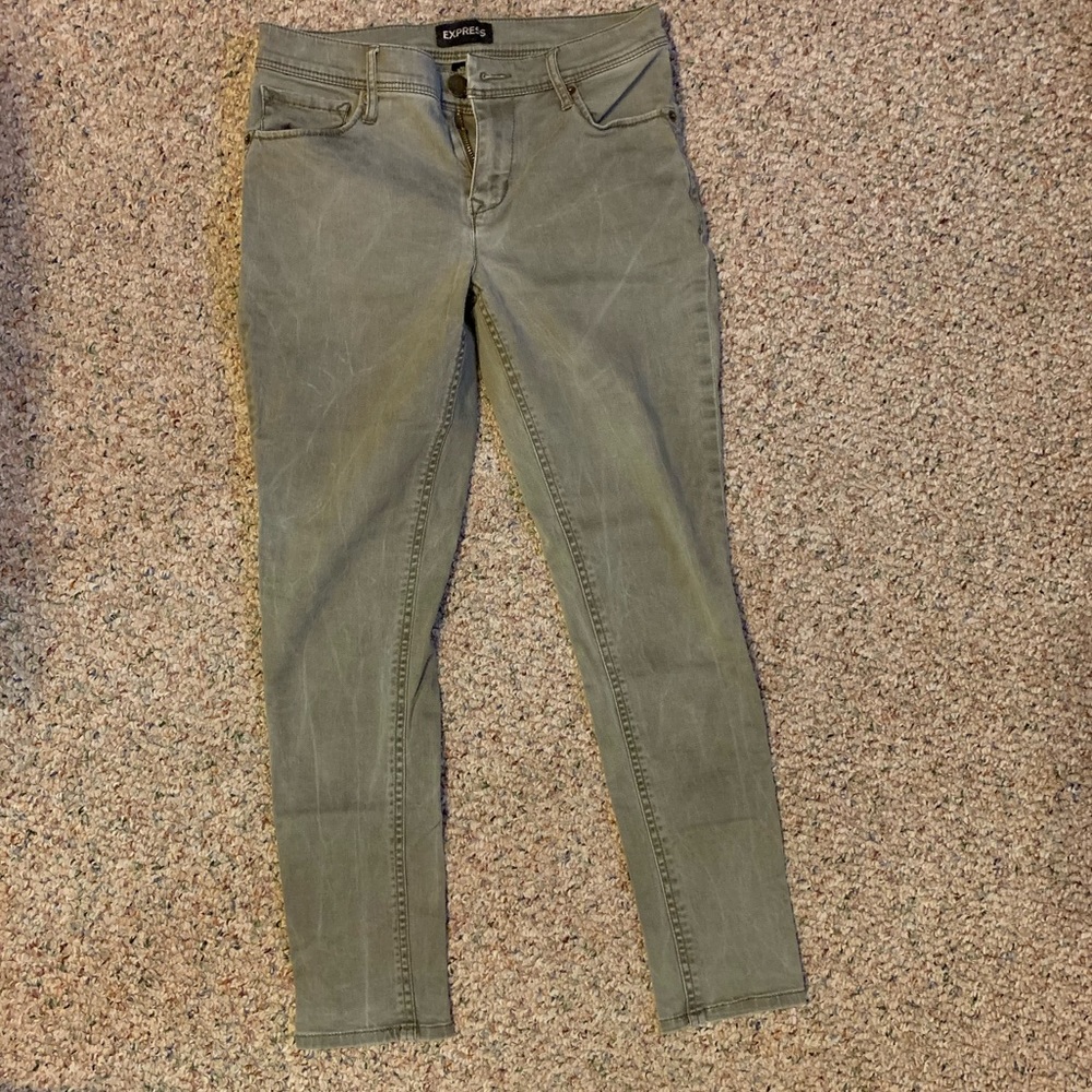 Express High Rise Green Ankle Jeans 💚